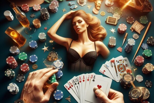 Confident Poker Power Plays with winning hand.