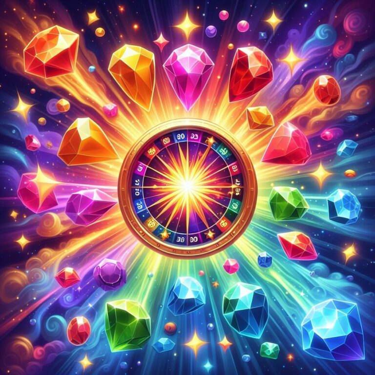 Sparkling Gems: Immerse yourself in the colorful slot adventure of Starburst, featuring dazzling gemstone symbols and cosmic visuals.